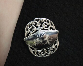 Vintage Niello Siamese Brooch Thailand Dancer. Filigree. Circa 1938 - SS10049