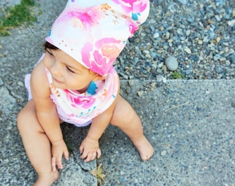 Baby Slouchy Beanie, Slouchy Beanie, Slouchie Beanie, Baby Hat, Toddler Beanie, Beanie, Watercolor Flowers, Baby Shower Gift