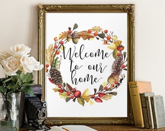 Rustic home decor, Rustic prints, Rustic welcome sign, Welcome, Welcome poster, Housewarming gift, Welcome signs, Front door sign, BD-836