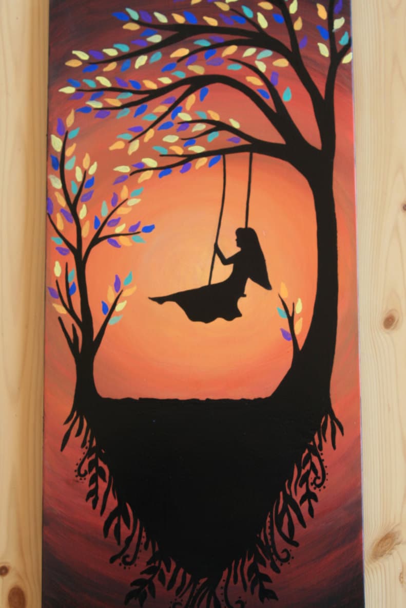 Large art Tree Silhouette Home decor Wood Wall Decor Tree