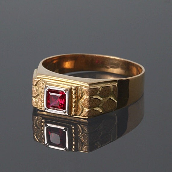 Gypsy ring gold Men gypsy ring Gold gypsy jewelry Solitaire