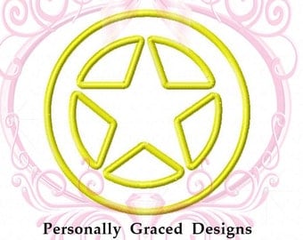 Instant Download Western Marshall Sheriff Star Badge Applique Embroidery Design 5 Sizes 3in, 4in, 5in, 6in, 7in Badge Applique, 4x4 5x7 6x10