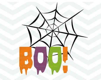 Halloween SVG File, Boo Cut File, Spider Web SVG, Spider PNG Clip Art, Spider Web, Halloween, Cricut, Silhouette, Trick or Treat File