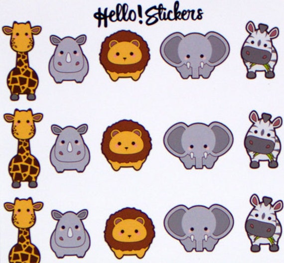 Small Safari Zoo Animals Stickers for ECLP Erin Condren