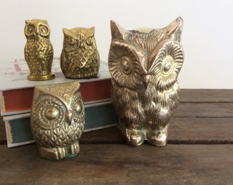 Vintage Brass Owl Figurine Collection