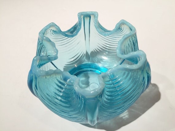 Blue Opalescent Drape Bowl Fenton Blue Opalescent Drape