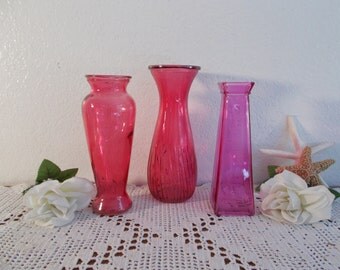 Pink Glass Flower Vase Collection Set Decoration Spring Summer Wedding Reception Table Decoration