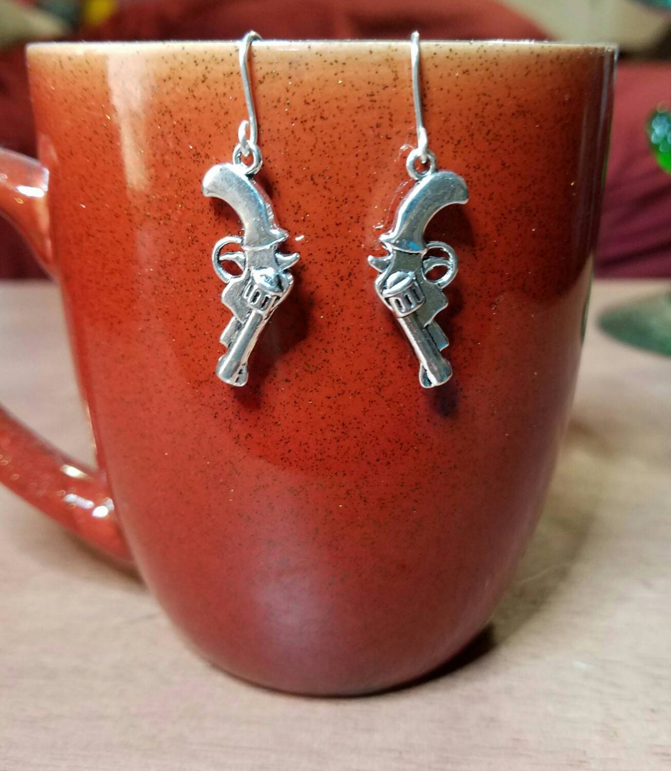 Gun earrings pistol earrings revolver earrings cowboy