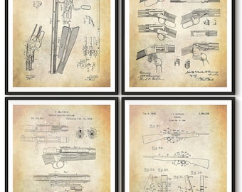 Vintage Rifle Patent Art Print - Winchester Browning Patent Print - Henry Rifle Patent Print - Mauser Patent Print - Garand Patent Print