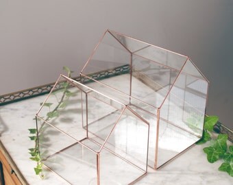 Little glass house - Geometric terrarium - Tiffany stained glass - Wedding envelope box - Wedding box for cards - Gift - Home decor