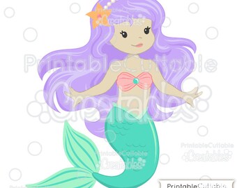 Cute Mermaid SVG Cut File & Clipart E154 - Includes Limited Commercial Use!