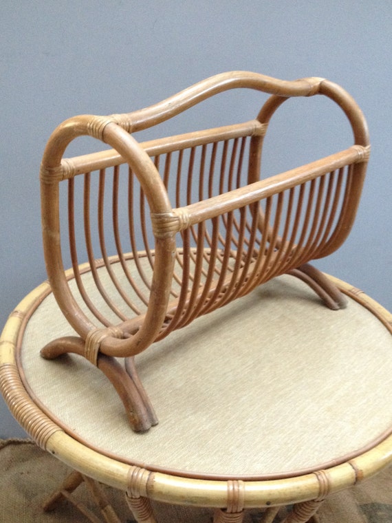 Rattan magazine rack