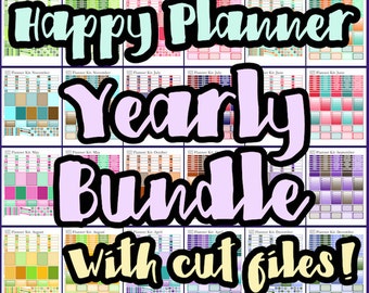 Happy Planner Stickers - Bundle - Yearly Planner Stickers - 24 Sheet Printable Bundle - Fits The Happy Planner - With Cut Files!