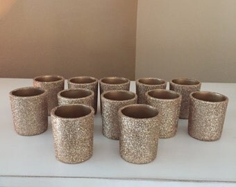 Champagne Gold Glitter votive candle holders, Set of 72 votive holders, candle holder, candle, wedding centerpiece, wedding decorations