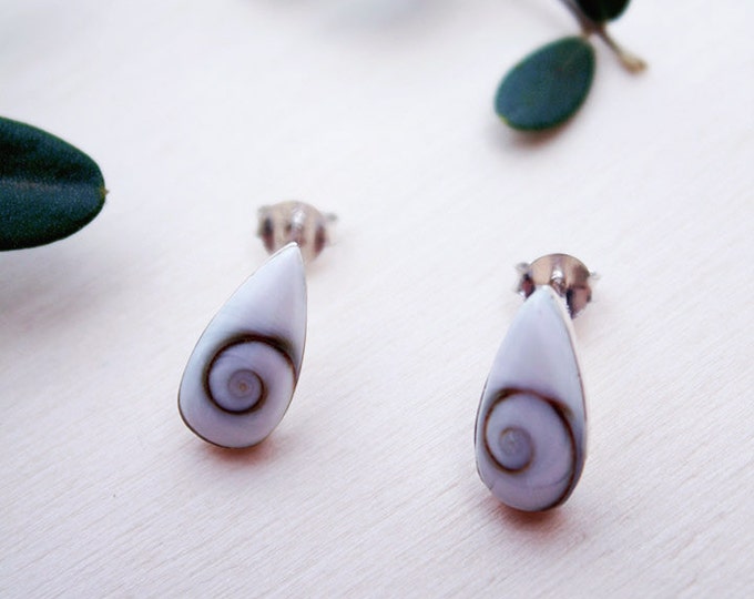 Shiva Eye earrings, shell earrings, 925 Sterling silver earrings, silver stud earrings, gift for women, womens gift, birthday gift