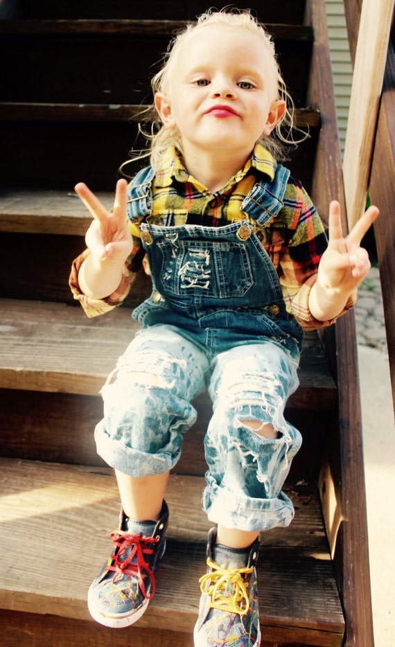 Acid Washed Distressed Overalls, Made to Order, The Original Distressed Overalls, 90's Grunge, Kids Overalls, Boy's overalls, Toddler