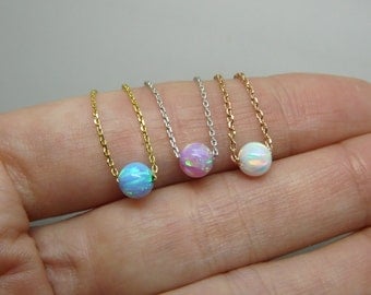 Opal necklace, Opal jewelry, Dainty opal bead, Minimalist necklace, Everyday necklace, Dainty jewelry, Layering necklace