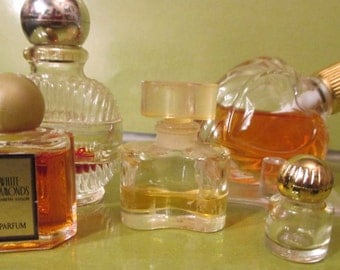 Perfume Bottles--Tiny / 5 Bottles-/ Mostly Empty /White Diamonds / White Linen--Estee Lauder / Avon / Bath and Beauty / Collectibles