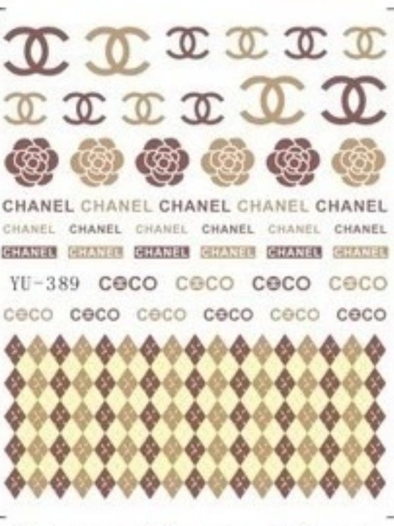 Chanel inspired Nail Decals water decals Chanel logo by Nailfun