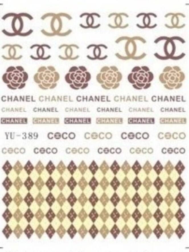 Chanel inspired Nail Decals water decals Chanel logo by Nailfun