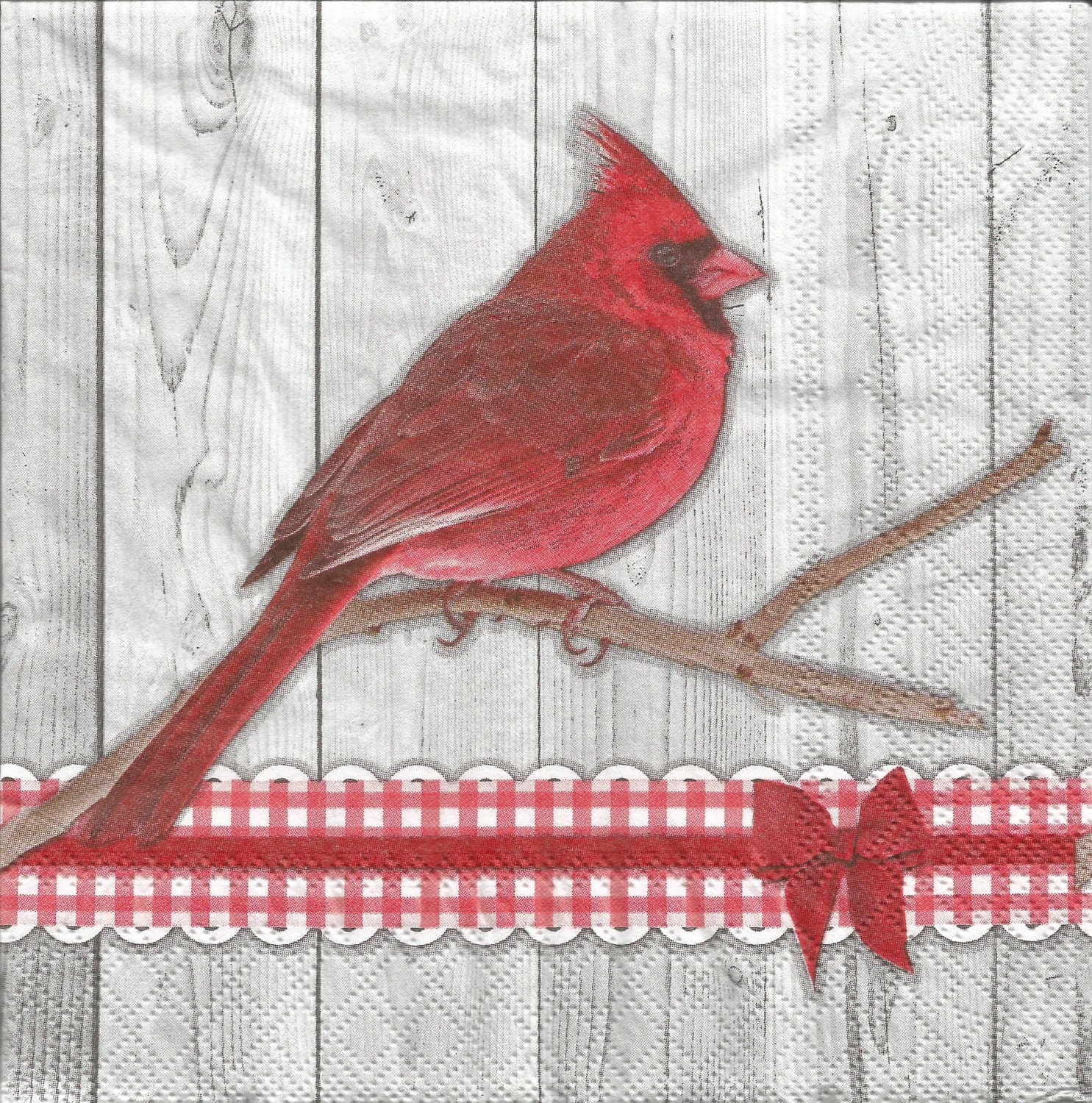 Cardinal decoupage paper napkins set of 4 red bird serviette