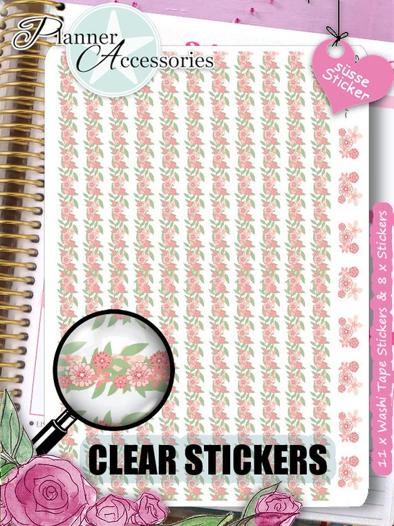 Roses Washi Tape Stickers Washi Stickers Washi Tape Style Stickers Planner Stickers Erin Condren Decorative Stickers Live Planner WA002