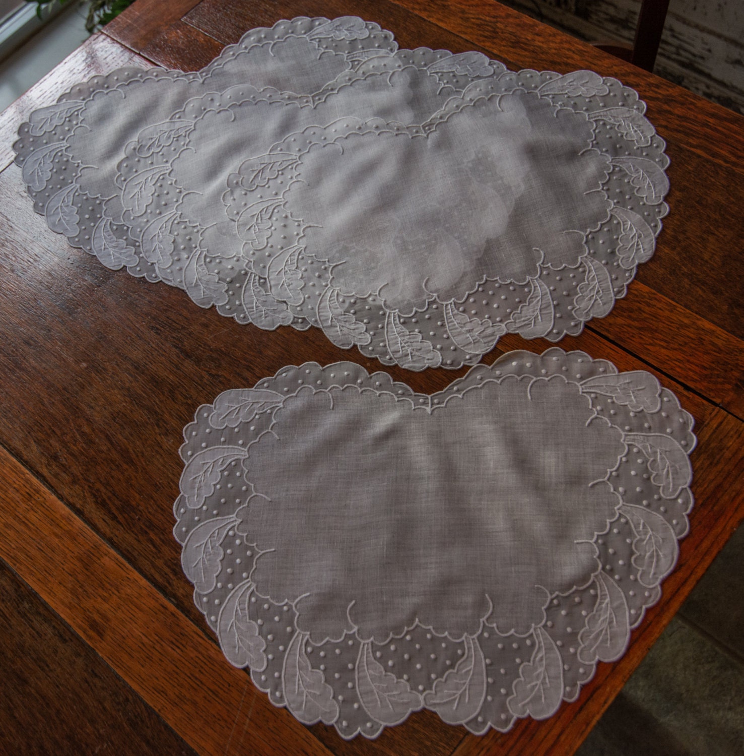 Set of 4 Vintage Embroidered Placemats Hand Embroidered