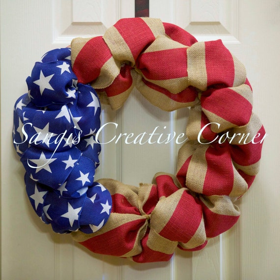Burlap Patriotic Wreath