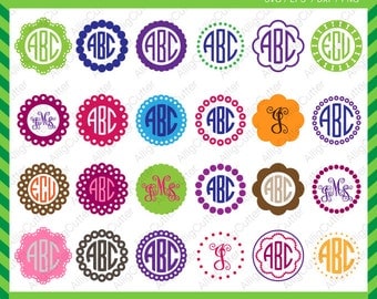 Circle Dot Scallop Monogram Frames SVG DXF PNG eps Cut Files for Cricut Design, Silhouette studio, Sure Cuts A Lot, Makes the Cut and more