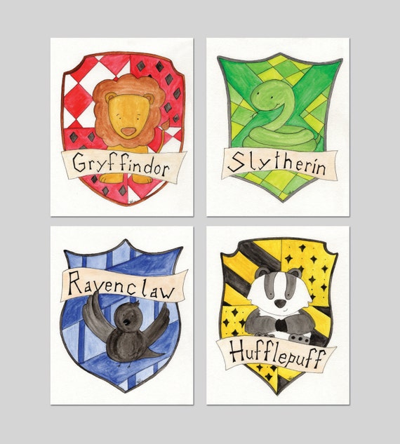 Hogwarts House Crests Watercolor