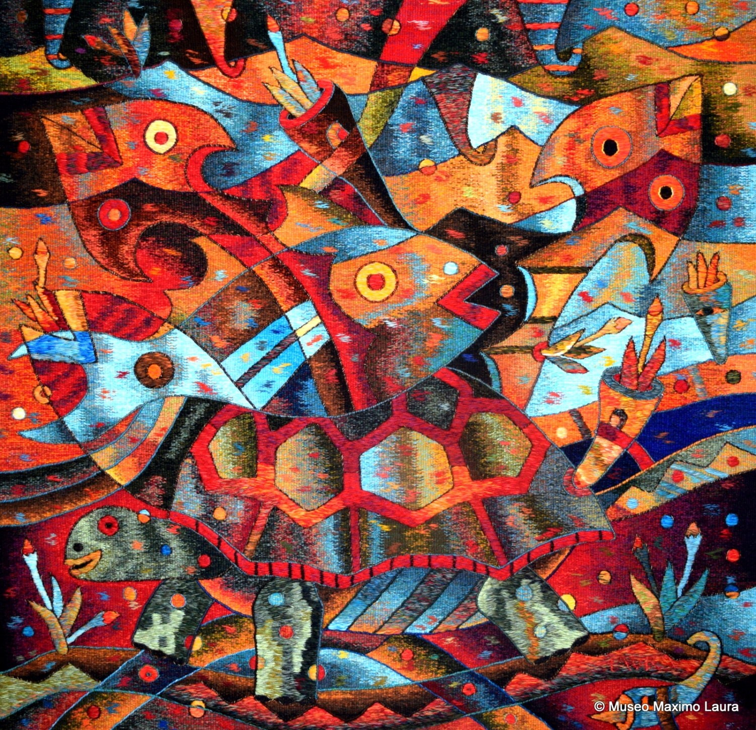 Handwoven Peruvian Tapestry Abundance of the Sea