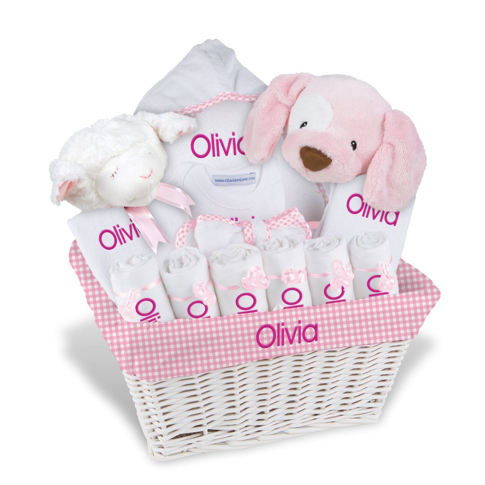 Personalized Baby Gift Basket Baby Girl Gift Basket 2 Bibs