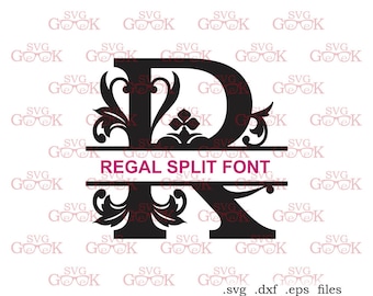 Regal Split Monogram Font SVG cut files, Alphabet svg cut files for use with Silhouette, Cricut and other Vinyl Cutters, digital cut file