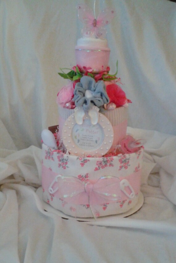 Pretty Pink Diaper Cake by RoseBrookCornerGifts on Etsy