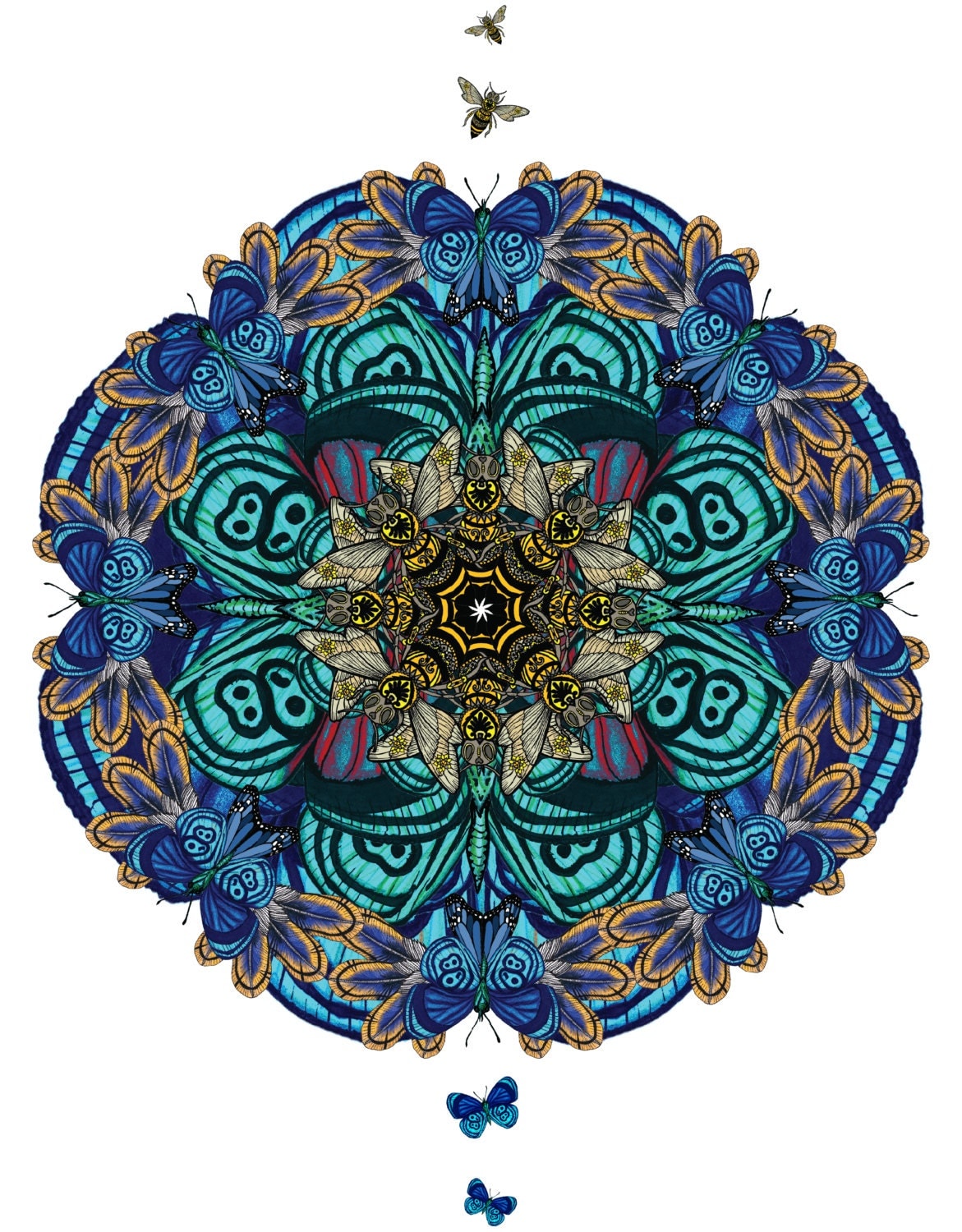 Mandala-Kunst-Bienen und Schmetterlinge butterfly