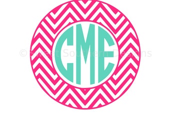Chevron pattern circle monogram frame SVG DXF instant download design for circuit or silhouette