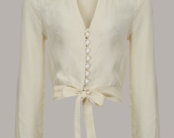 40's Vintage Inspired 'Clarice' Blouse in Cream by The Seamstress of Bloomsbury