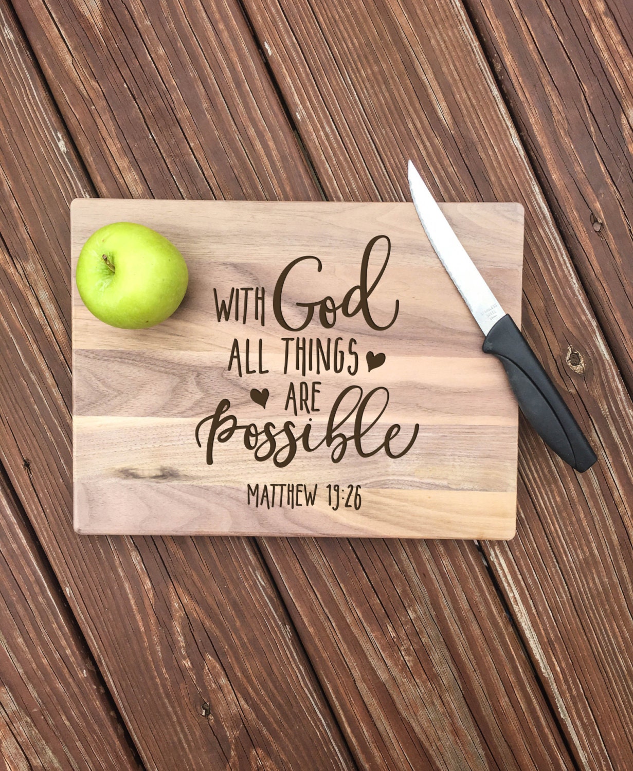 Engraved Cutting Board With God All Things Are Possible
