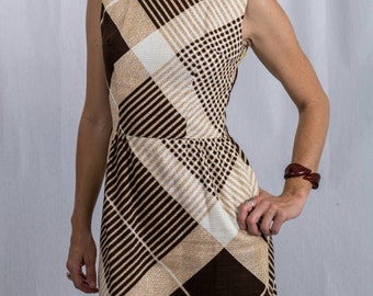 Vintage 70s MOD Sheath (Bleeker Street) Dress with Earth Tones with Tags