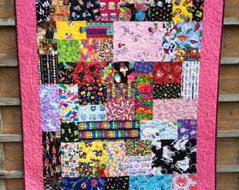 Unique Handmade patchwork I-Spy Quilt Childs Quilt.Dog Quilt.Comforter.Animal Quilt.Pink Quilt.Girls Bedding.Ballerina Quilt