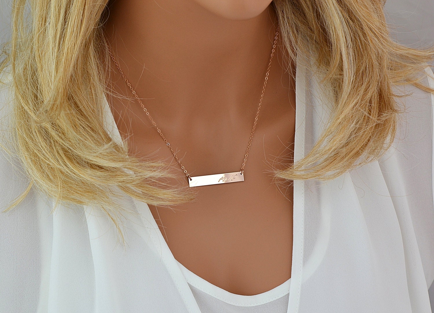 Gold Name Bar Necklace Monogram Bar Necklace by goldenBIJOUX