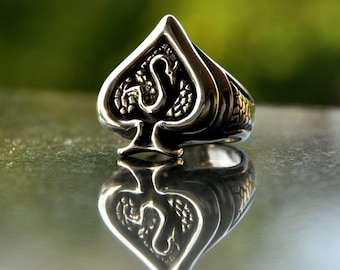Ring Ace of Drako Spades - Silver 925 totally hand made