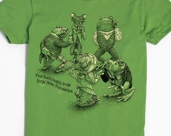 Frog Gift - Women's Screen Print Shirt - Funny Tshirts - Frog Art - Creative Gifts - Toad Shirt - Small through 2X Plus Size - Animal Art