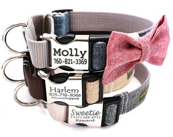 Personalized Martingale Dog Collar with Optional Bow Tie