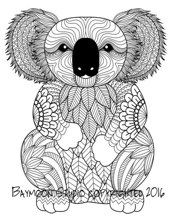 Koala Bear Coloring Page Zendangle Art Printable by ...