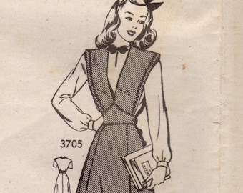 1940s Mail Order 3705 FF Vintage Sewing Pattern Junior Miss Jumper and Blouse Size 15 Bust 33