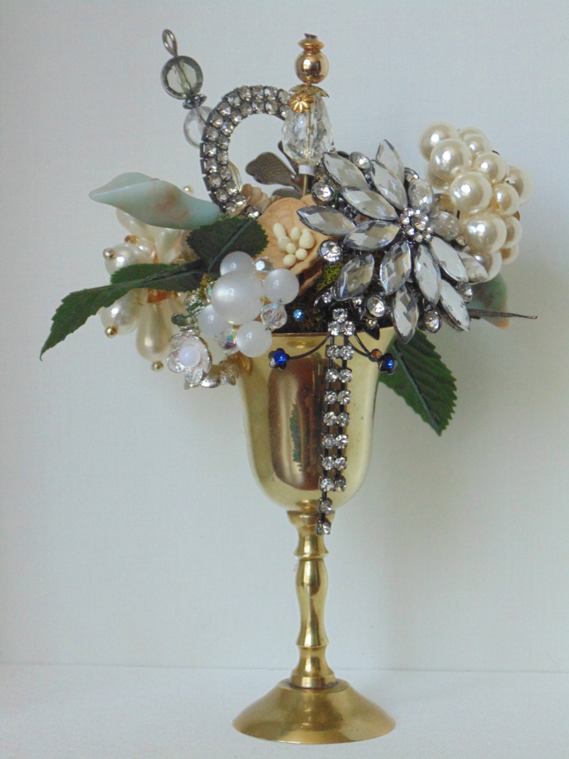 Rhinestone Jewelry Bouquet Upcycled Assemblage Art Jewelry