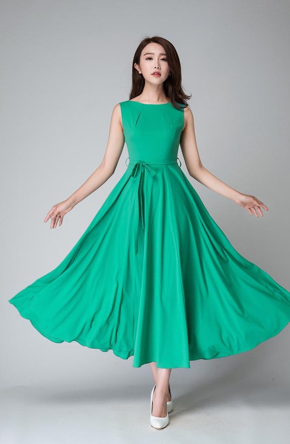 turquoise dress handmade dress fit flare dressMaxi chiffon
