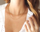 Double Strand Necklace  | 14kt Gold Filled | Delicate Layered Necklace