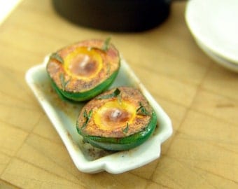Polymer Clay Food // Brown Butter Sage Roasted Squash // 1:12 Scale Dollhouse Miniature